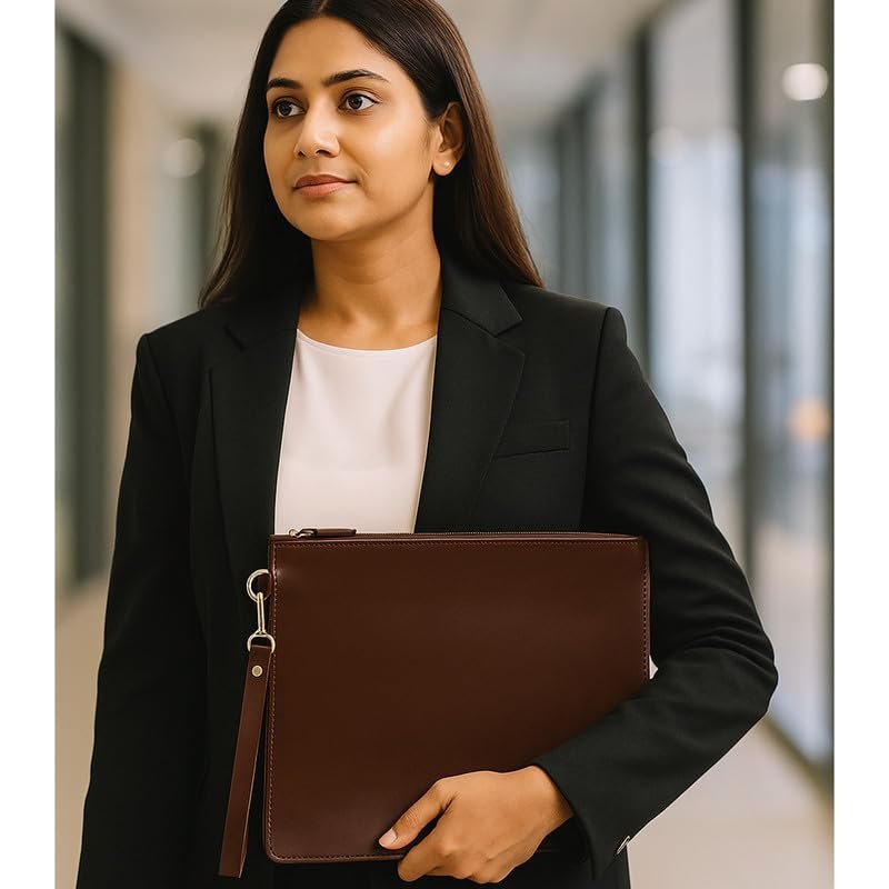 Tan Brown Vegan Leather Laptop Sleeve | Slim Padded Laptop Sleeve Leather Finish | Professional Office Laptop Bag | Slim Laptop for ASUS VivoBook 15 (X542UA) - Image 4