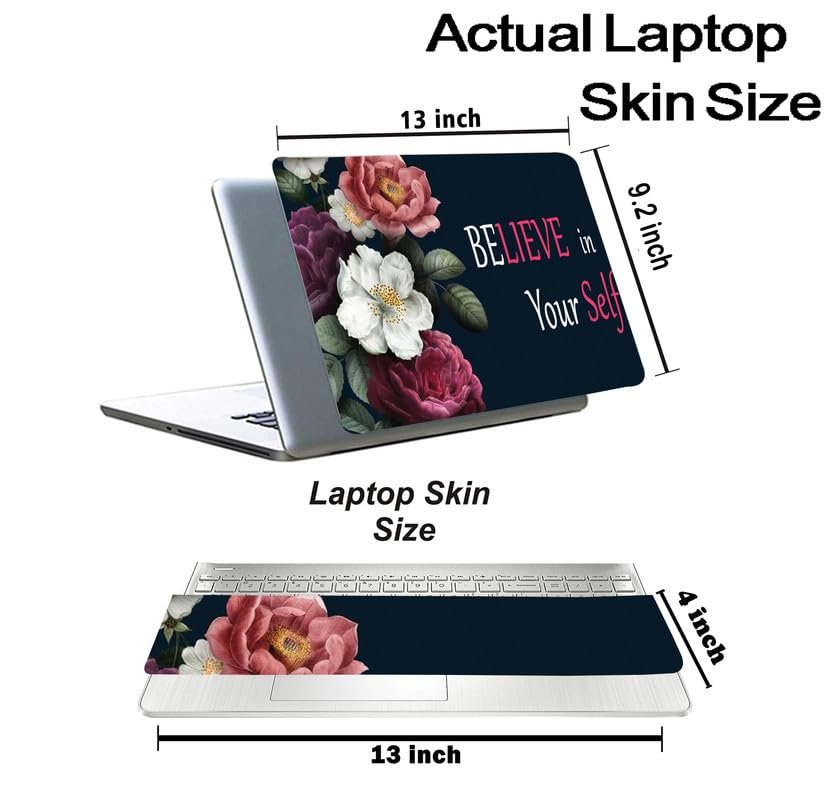 Floral-D11 Top+Wrist Pad Vinyl Laptop Skin/Sticker/Cover for 13 to 13.3 Inches Laptops Laminated-Removable-HD Quality Compatible for Hp-Dell-Sony-Lenovo-Asus etc.(13x9.2 Inches) - Image 3
