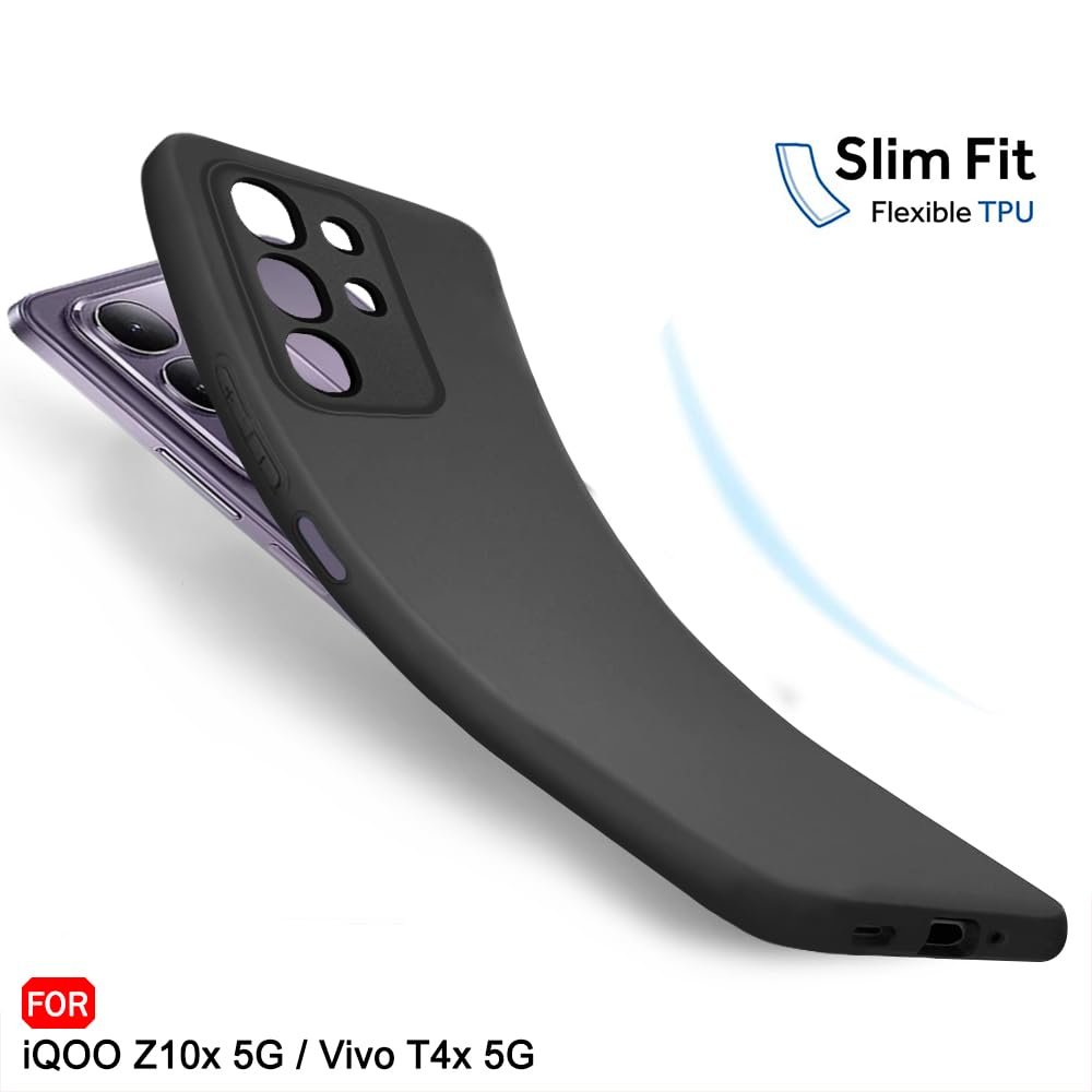 TheGiftKart Sleek Back Cover Case for iQOO Z10x 5G / Vivo T4x 5G | Slim Fit Protective Design | Ultra Matte Finish | Camera Protection Bump | Soft Silicon Back Cover Case (Silicone, Black) - Image 6