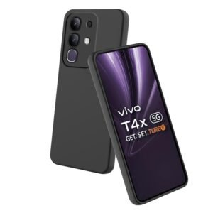 Amazon Brand-Solimo Mobile Cover for Vivo T4x 5G / iQOO Z10x 5G | Full Camera Protection | Premium Liquid Silicon Case | Flexible Bumper Case for Vivo T4x 5G/Y29 4G/Y31 Pro 5G/iQOO Z10x 5G (Black)