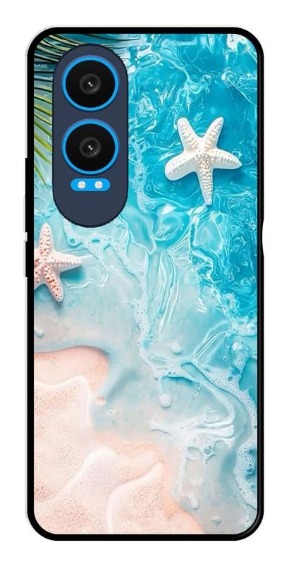 TUKON | Compatible for OnePlus Nord CE4 Lite 5G Mobile Phone Back Cover case for Metal | for Boys Girls |Starfish on a Beach Design Printed Soft Rubber Sides with Camera Protection