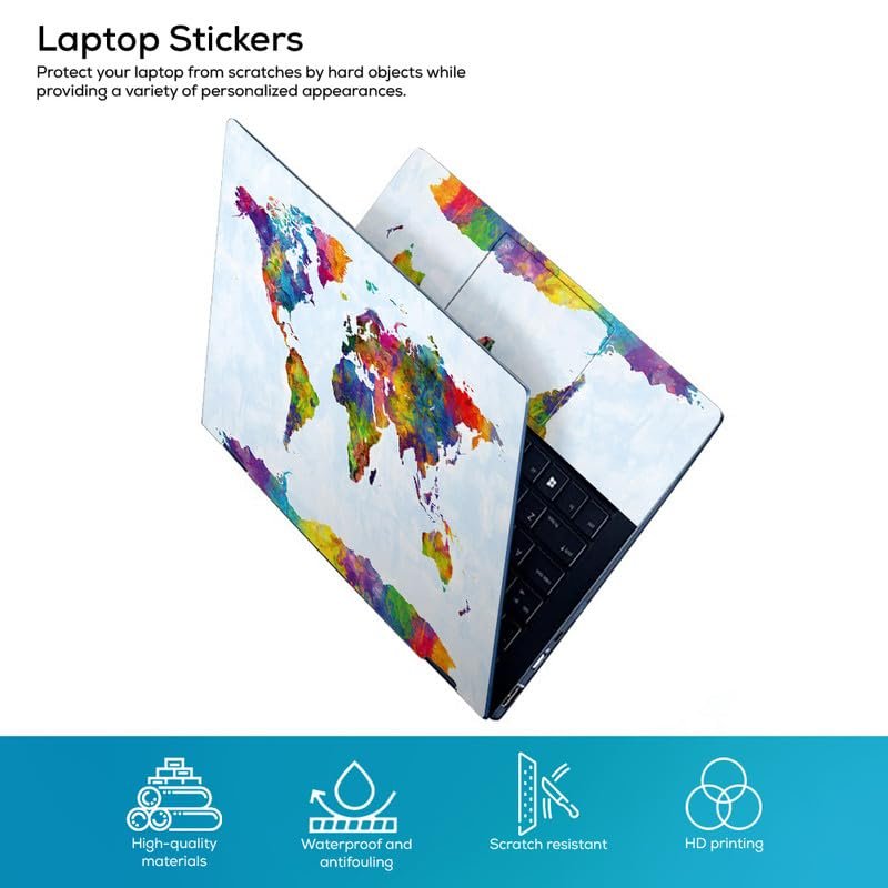 World Map D1 Full Vinyl Laptop Skin/Sticker/Cover for 15 to 15.6 Inches Laptops Laminated-Removable-HD Quality Compatible for Hp-Dell-Sony-Lenovo-Asus etc.(15x10 Inches) - Image 2