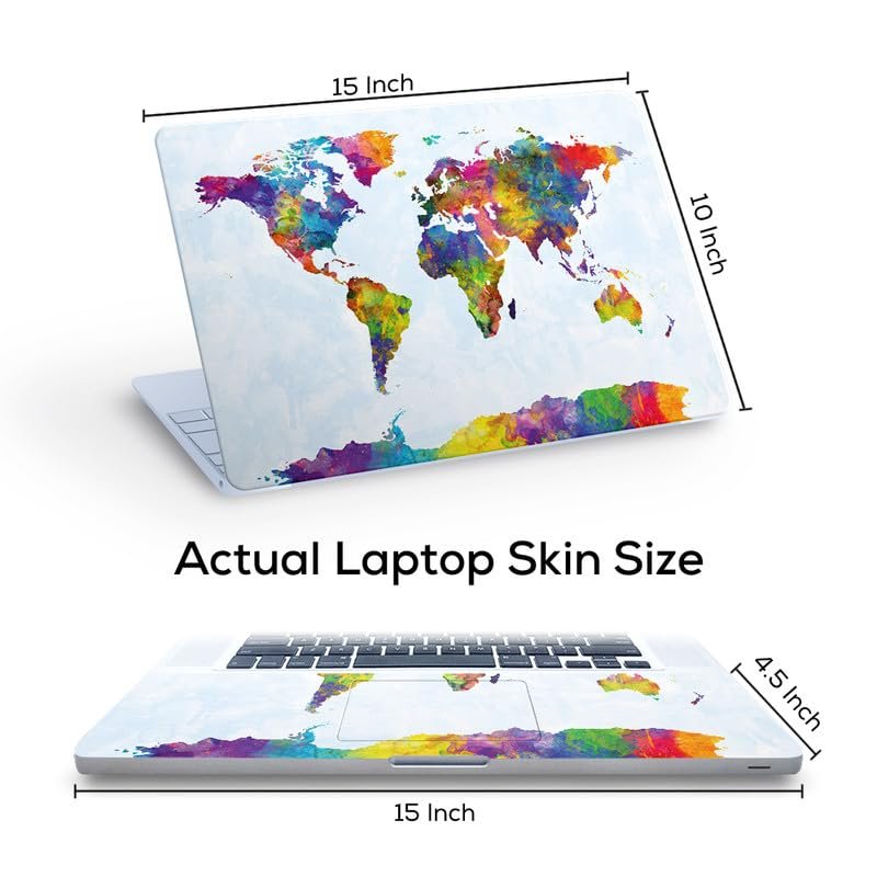 World Map D1 Full Vinyl Laptop Skin/Sticker/Cover for 15 to 15.6 Inches Laptops Laminated-Removable-HD Quality Compatible for Hp-Dell-Sony-Lenovo-Asus etc.(15x10 Inches) - Image 3