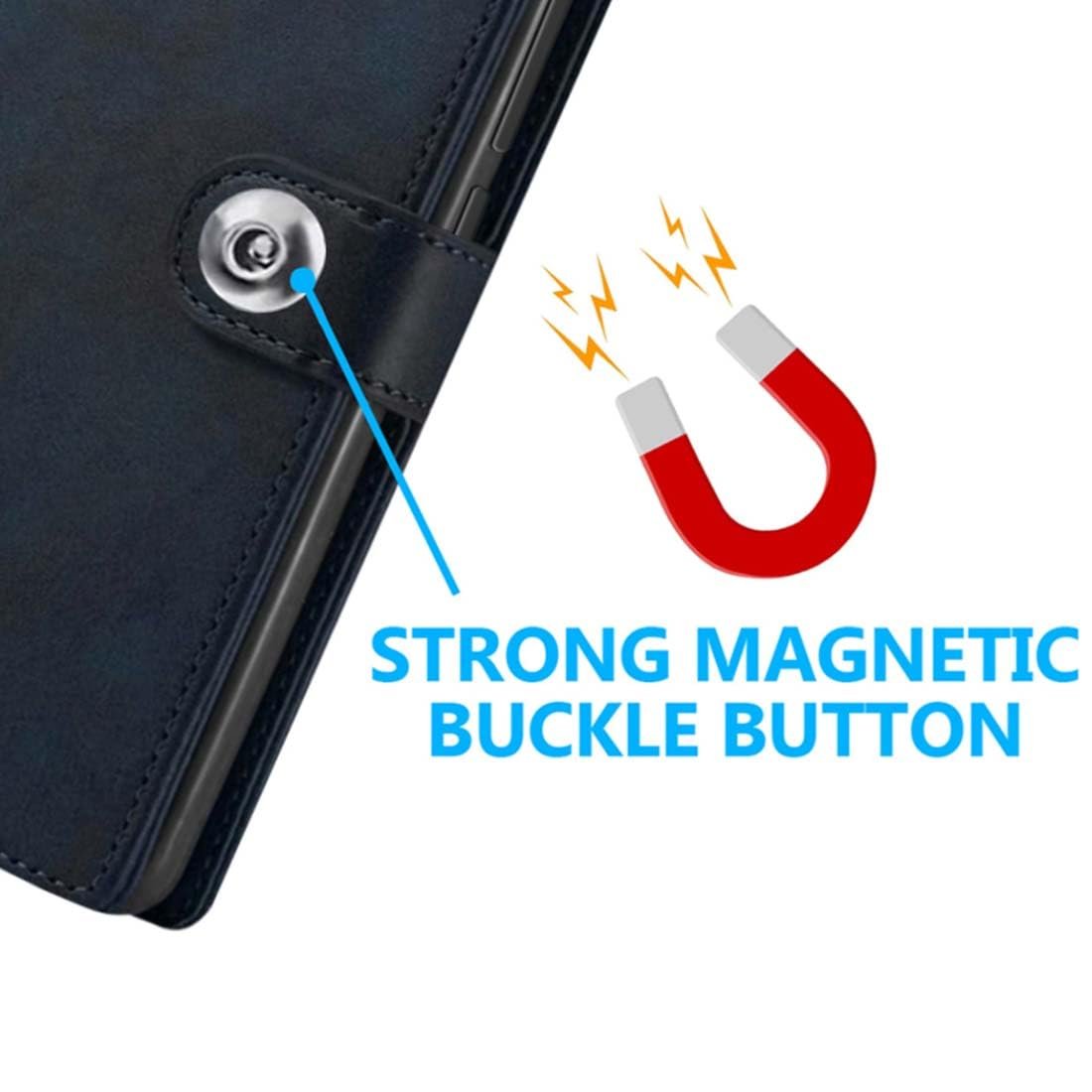 Fashionury Flip Back Case for Oppo F31 5G | Designer Button | Genuine Leather Finish | Inbuilt Pockets & Stand | Flip Cover Back Case for Oppo F31 5G (Blue) - Image 5