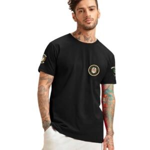 LAZYCHUNKS® Unique Printed Round Neck Half Sleeve Tshirt for Men | Regular Fit T-Shirt for Unisex (Available Colors: Black, Melange Grey,Navy Blue,Olive Green,White,Yellow) (Sizes: S to 2XL)