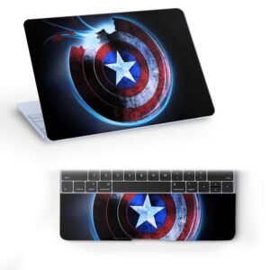 Captain America Shield Full Vinyl Laptop Skin/Sticker/Cover for 14 Inches Laptops Laminated-Removable-HD Quality Compatible for Hp-Dell-Sony-Lenovo-Asus etc.(13.8x9.6 Inches)