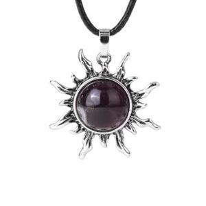 Gothic Jewellery, Purple Stone Pendant, Vintage Gothic Necklace, Layered Necklace for Women, Stylish Pendant for Men, Aesthetic Gifts for Girls