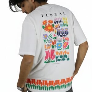 BROTHERWOOD Floral Dual-Graphic Oversized Tee – White for Men