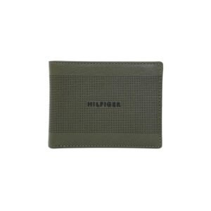 Tommy Hilfiger Men’s Benin Global Coin Wallet – Olive | Laser-Etched Leather | Compact Design| Purse for Men | Ideal for Gifting