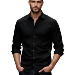 Glowic Men’s Stylish Slim Fit Casual Shirt | Trendy Solid Full Sleeve Cotton Shirt for Office, Party & Regular wear | Premium Smart Look