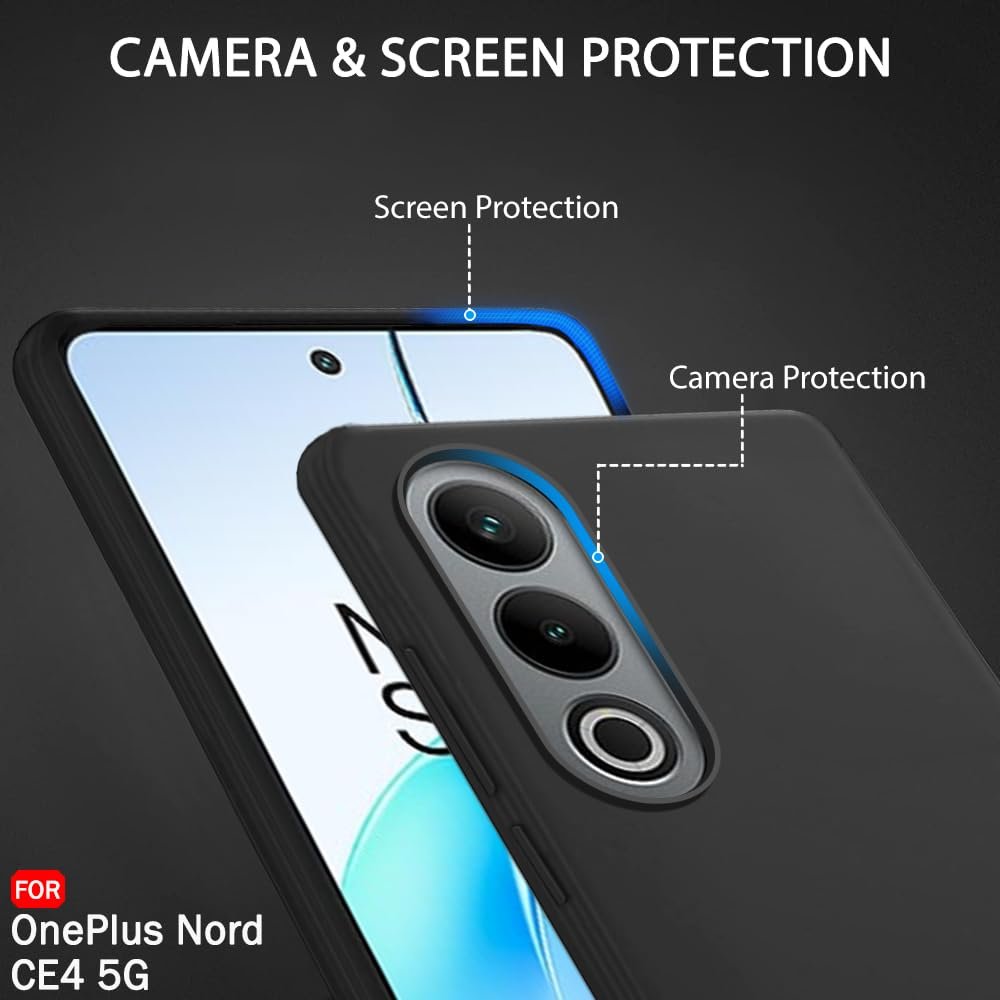 TheGiftKart Liquid Silicone Back Cover Case for OnePlus Nord CE 4 5G | Soft Micro-Fibre Lining Inside | Camera Protection Bump | Shockproof Back Cover Case for OnePlus Nord CE4 5G (Silicone, Black) - Image 4
