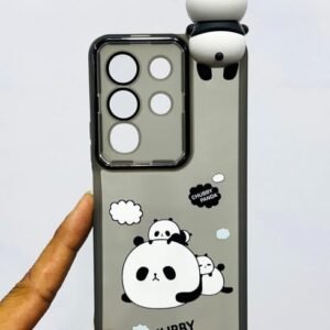 RM® Chubby Panda Phone Case for Vivo T4X 5G, Cute Panda Cartoon Design with 3D Topper, Translucent Grey