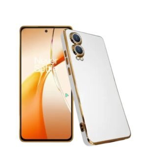 Luxury Unique Back Cover, Cute Electroplated Silicone 6D Chrome Case High Standard Quality Raised Edges for Camera Protection Back Cover for OnePlus Nord CE4 Lite 5G (White)