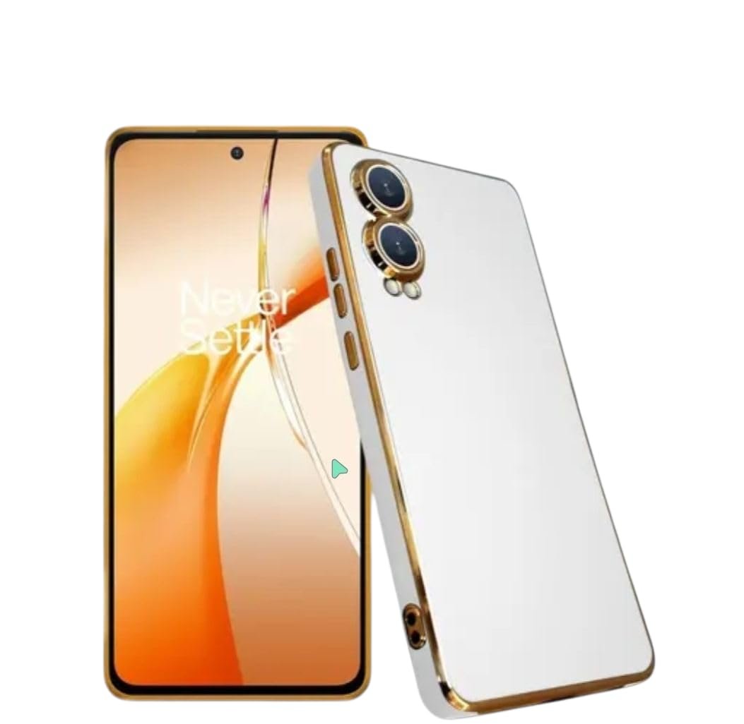Luxury Unique Back Cover, Cute Electroplated Silicone 6D Chrome Case High Standard Quality Raised Edges for Camera Protection Back Cover for OnePlus Nord CE4 Lite 5G (White)