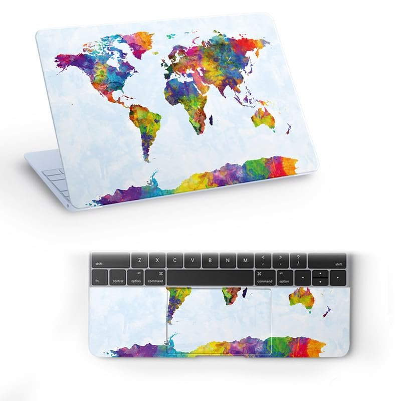 World Map D1 Full Vinyl Laptop Skin/Sticker/Cover for 15 to 15.6 Inches Laptops Laminated-Removable-HD Quality Compatible for Hp-Dell-Sony-Lenovo-Asus etc.(15x10 Inches)