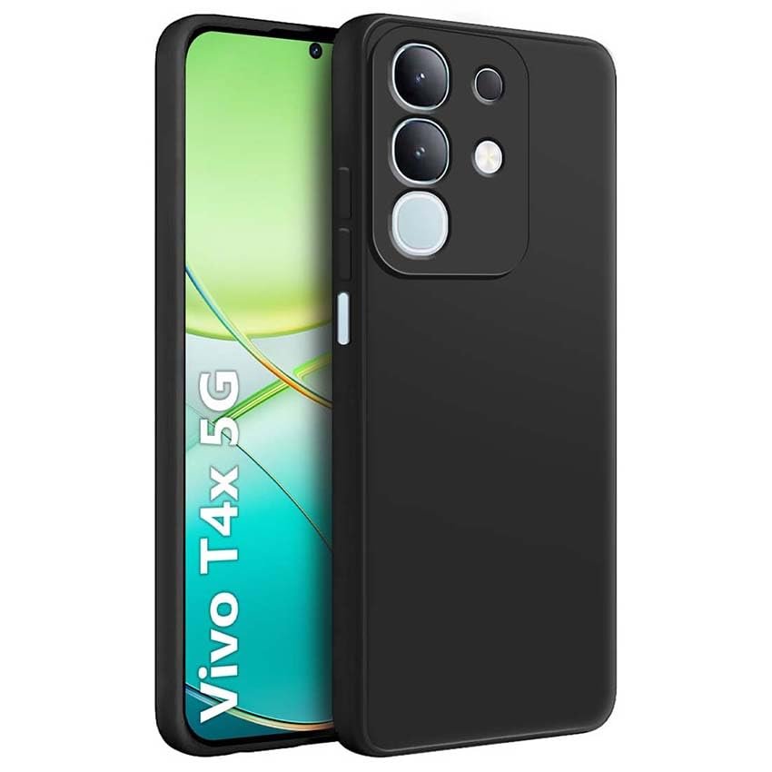Back Cover Case for Vivo T4X 5G | Matte Soft Silicon Flexible | Camera Bump Protection | All Side Shock Proof Rubberised Back Case Cover for Vivo T4X 5G (Black) - Image 2