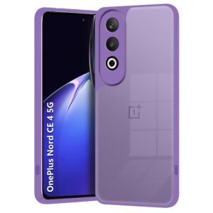 Amazon Brand-Solimo Oneplus Nord CE4 5G Back Cover | Anti-Slip Grip Case | Thin Slim Super Clear | Shockproof Bumper TPU Case for Women Girls (Clear/Purple)