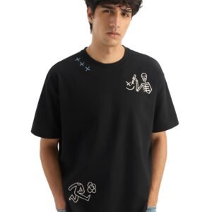 The Souled Store Oversized T-Shirt: Stay Weird Men and Boys Short Sleeves Round Neck Embroidered Casual Streetwear T-Shirt