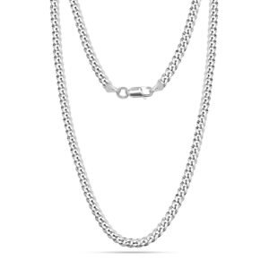 LeCalla 925 Sterling Silver Curb Chain Necklace for Men and Women | BIS Hallmarked Italian 5mm Diamond-Cut Cuban Link Chain Necklace 16,18,20,22,24,26 Inches
