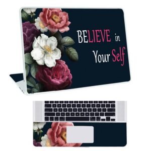 Floral-D11 Top+Wrist Pad Vinyl Laptop Skin/Sticker/Cover for 13 to 13.3 Inches Laptops Laminated-Removable-HD Quality Compatible for Hp-Dell-Sony-Lenovo-Asus etc.(13x9.2 Inches)