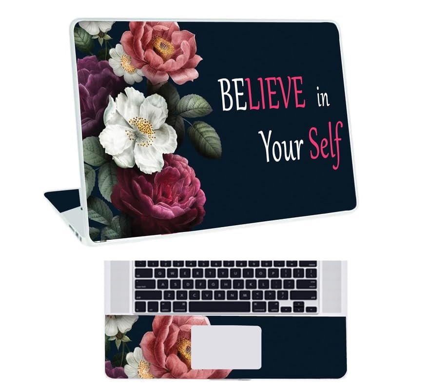 Floral-D11 Top+Wrist Pad Vinyl Laptop Skin/Sticker/Cover for 13 to 13.3 Inches Laptops Laminated-Removable-HD Quality Compatible for Hp-Dell-Sony-Lenovo-Asus etc.(13x9.2 Inches)