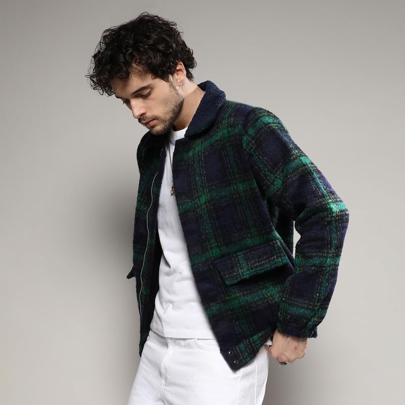 Campus Sutra Men's Jacket With Fleece Collar For Casual Wear | Spread Collar | Long Sleeve | Zipper Closure | Cotton Jacket Crafted With Comfort Fit For Everyday Wear - Image 4