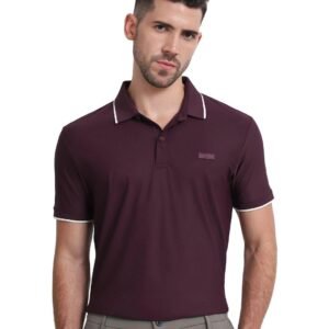 MUFTI Black Solid Polo T Shirt