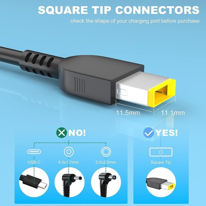 65W Laptop Charger Replacement for Len-OVO Thinkpad T460 T470 T470S T430 T440 T440S T440P T450 T460S T540P T560 E440 E450 E550 E560 G50 Z50 AC Adapter Power Supply Cord - Image 2