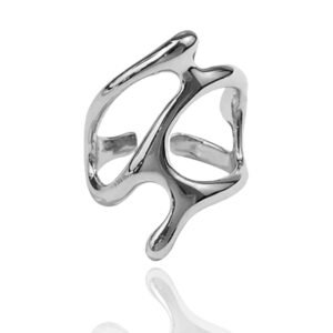 VAMA FASHIONS Modern Double Line Stainless Steel Finger Ring Open Twin Loop Ring Lightweight Adjustable Fashion Statement Accessory for Boys & Men