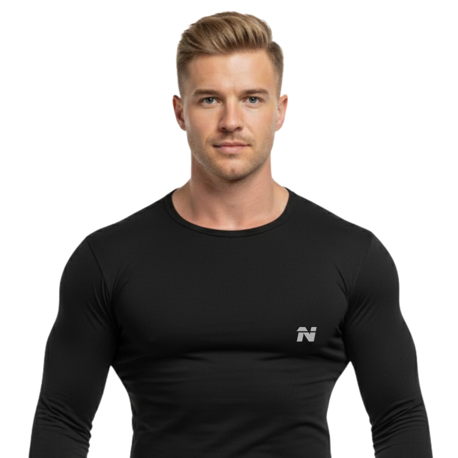 NINQ Men’s Full Sleeve Gym Compression T-Shirt Dry Fit Polyester Blend Slim Fit Athletic Wear for Running and Fitness - Image 2