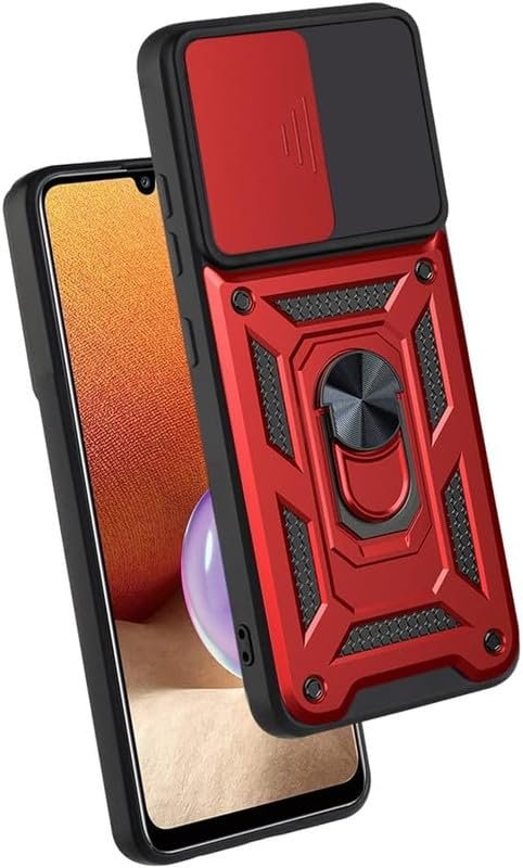 Helix Hard Case Robotic Sliding Camera Window Shockproof Ring Case, Heavy Duty Bumper Case with Kickstand for iQOO Z10x 5G / Vivo T4x 5G / Vivo Y29 4G - Red - Image 3
