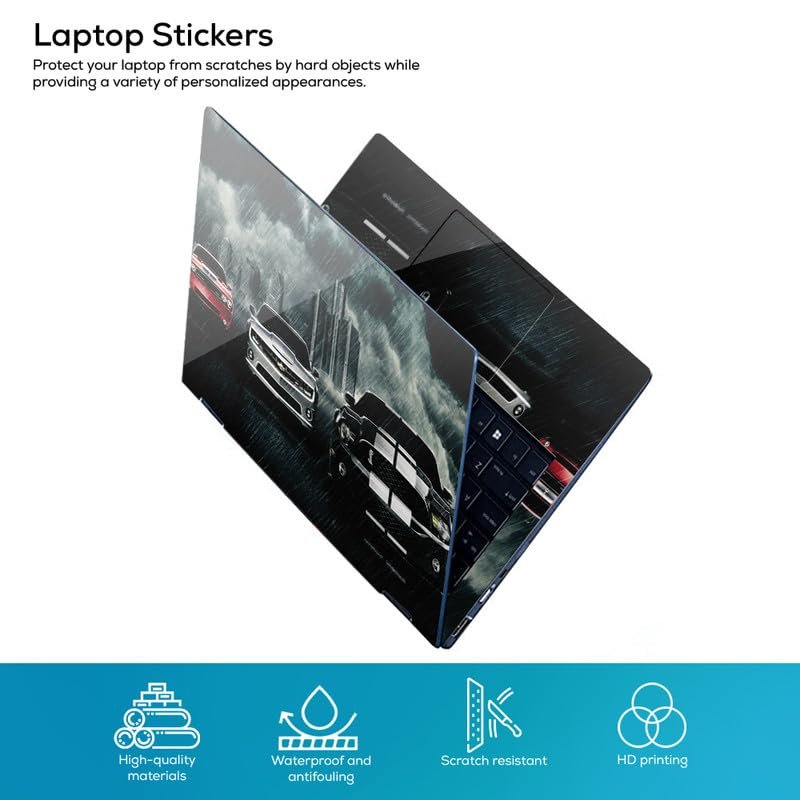 Cars in Rain Full Body Vinyl Laptop Skin/Sticker/Cover Upto 15.6 Inches Laptops Laminated-Removable-HD Quality Compatible for Hp-Dell-Sony-Lenovo-Asus etc.(15x10 Inches) - Image 2