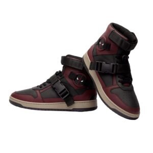 The Souled Store Official Deadpool: Utility Suit Men and Boys Red and Black Colourblocked Lace Up High Top Sneakers