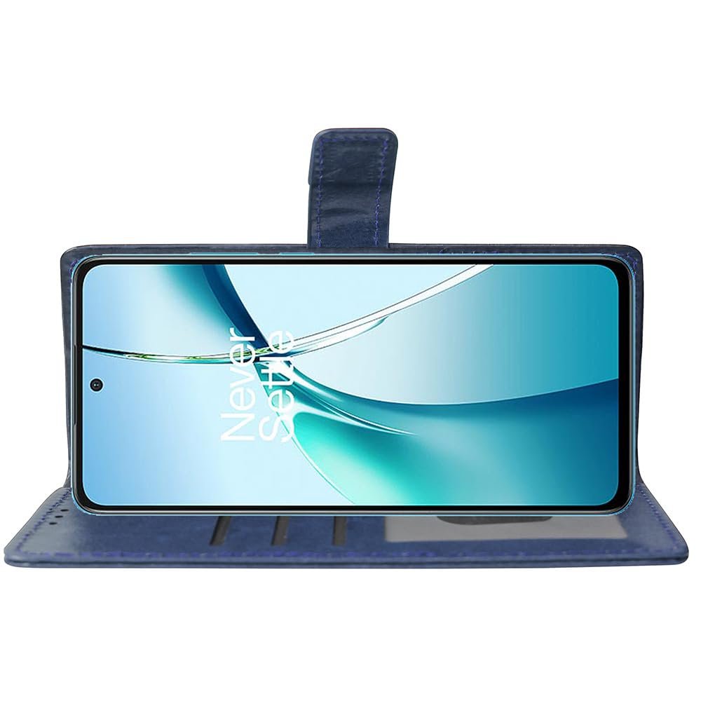 Flip Cover Back Case for OnePlus Nord CE4 Lite 5G | Premium Leather Finish | Inbuilt Pockets & Stand | Flip Cover Back Case for OnePlus Nord CE4 Lite 5G (Blue) - Image 5