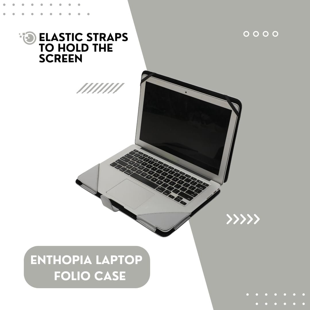 ENTHOPIA 15 to 16 Inches Folio Laptop Case Cover Vegan Leather Compatible for MacBook, Lenovo, Hp, Dell &Other Notebooks - Grey - Image 5