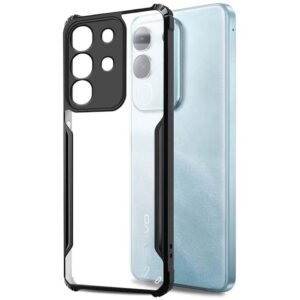 Fashionury Shockproof Crystal Clear Back Cover Case for Vivo T4x 5G / iQoo Z10x 5G / Vivo Y31 Pro 5G | Protective Design | 360 Degree Protection | Transparent Back Case Cover (Black Bumper)