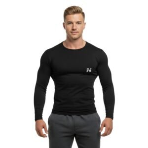 NINQ Men’s Full Sleeve Gym Compression T-Shirt Dry Fit Polyester Blend Slim Fit Athletic Wear for Running and Fitness