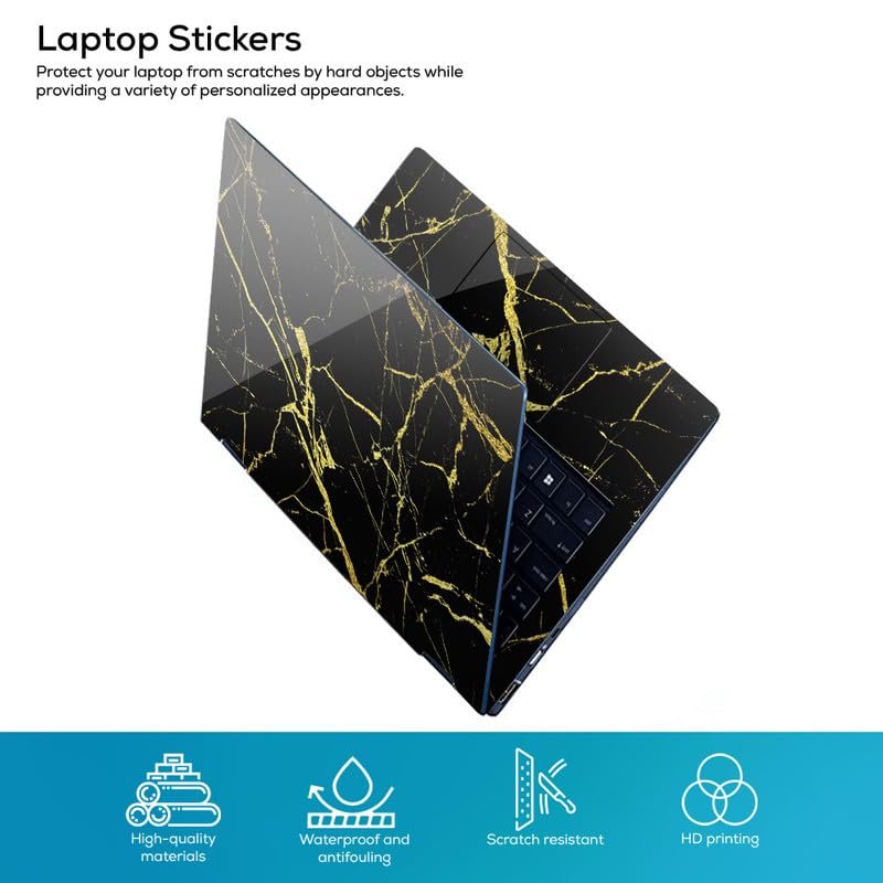 Black Marble D2 Full Body Vinyl Laptop Skin/Sticker/Cover Upto 15.6 Inches Laptops Laminated-Removable-HD Quality Compatible for Hp-Dell-Sony-Lenovo-Asus etc.(15x10 Inches) - Image 2