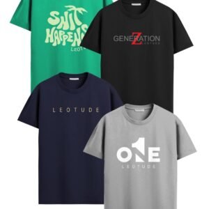 LEOTUDE Mens Classic Cottonblend Half Sleeve Round Neck Printed Loose Fit Regular Casual Multicolour Combo Tshirts for Mans