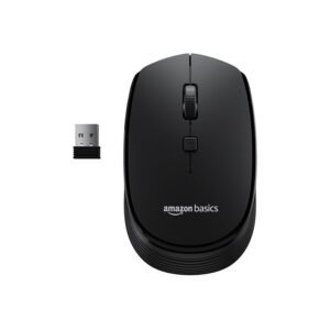 amazon basics Wireless Optical Mouse with 2.4GHz, USB Nano Dongle, Optical Orientation, Click Wheel, Adjustable DPI