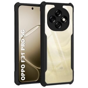 TheGiftKart Shockproof Crystal Clear Back Cover Case for Oppo F31 Pro 5G | 360 Degree Protection | Protective Design | Transparent Back Cover Case for Oppo F31 Pro 5G (PC & TPU, Black Bumper)