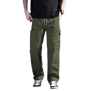 SMOWKLY Men’s Cotton Cargo Pants | Casual Trousers for Men | Comfortable Lower for Men | Breathable Pants with 6 Pockets & Drawstring Elastic Waistband