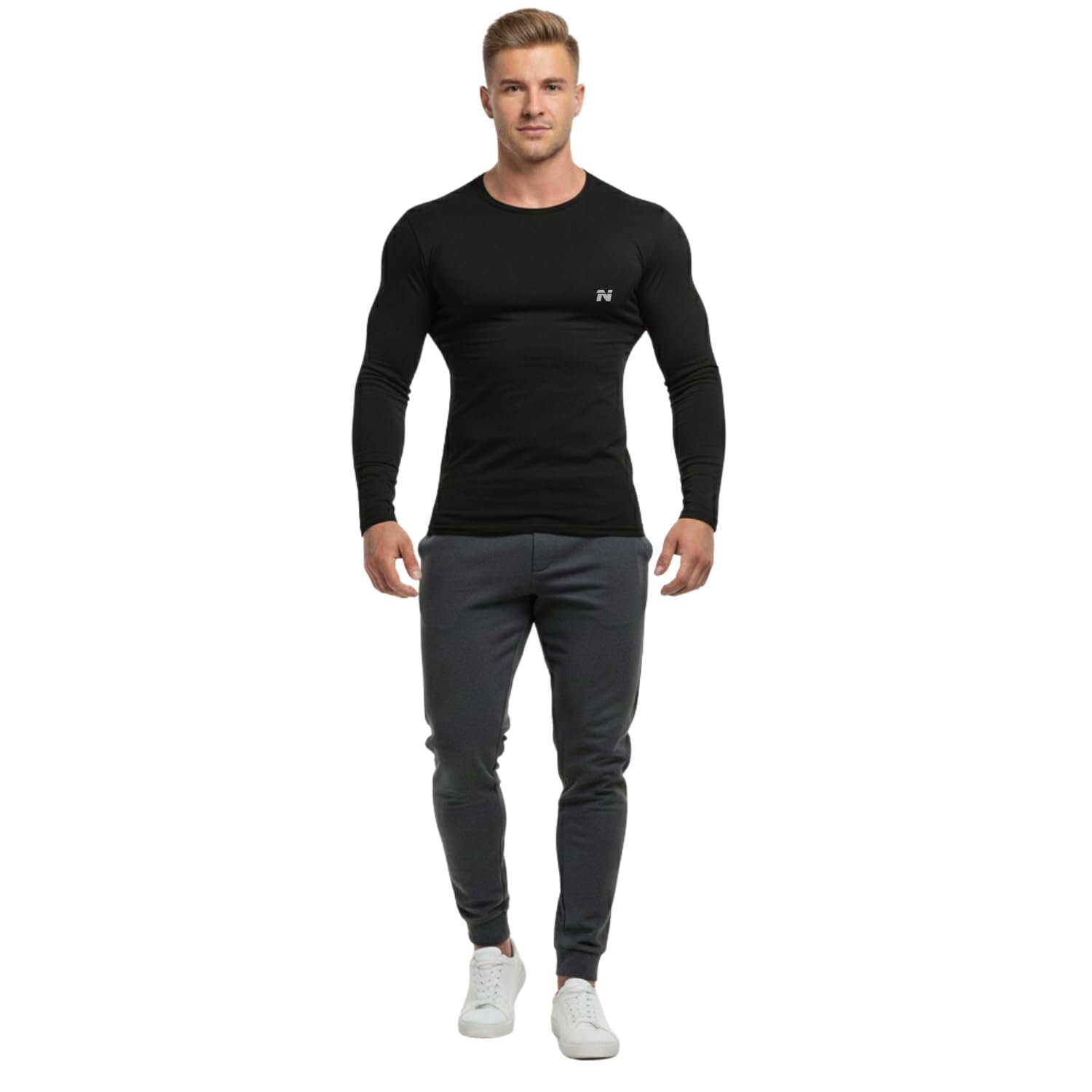 NINQ Men’s Full Sleeve Gym Compression T-Shirt Dry Fit Polyester Blend Slim Fit Athletic Wear for Running and Fitness - Image 5