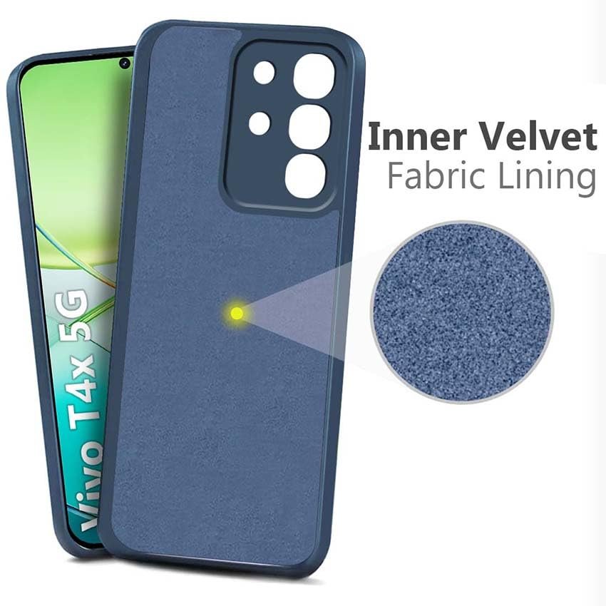 Back Cover for Vivo T4X 5G | Matte Soft Silicon Flexible | Camera Bump Protection | All Side Shock Proof Rubberised Back Case Cover for Vivo T4X 5G (Blue) - Image 5