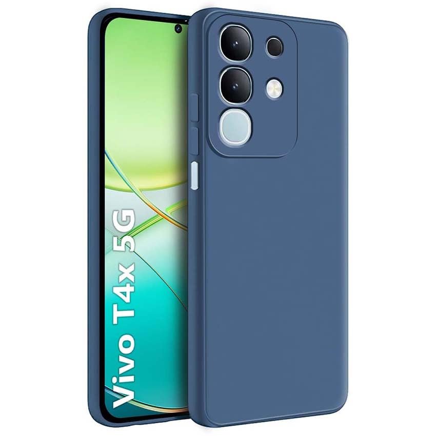 Back Cover for Vivo T4X 5G | Matte Soft Silicon Flexible | Camera Bump Protection | All Side Shock Proof Rubberised Back Case Cover for Vivo T4X 5G (Blue) - Image 2