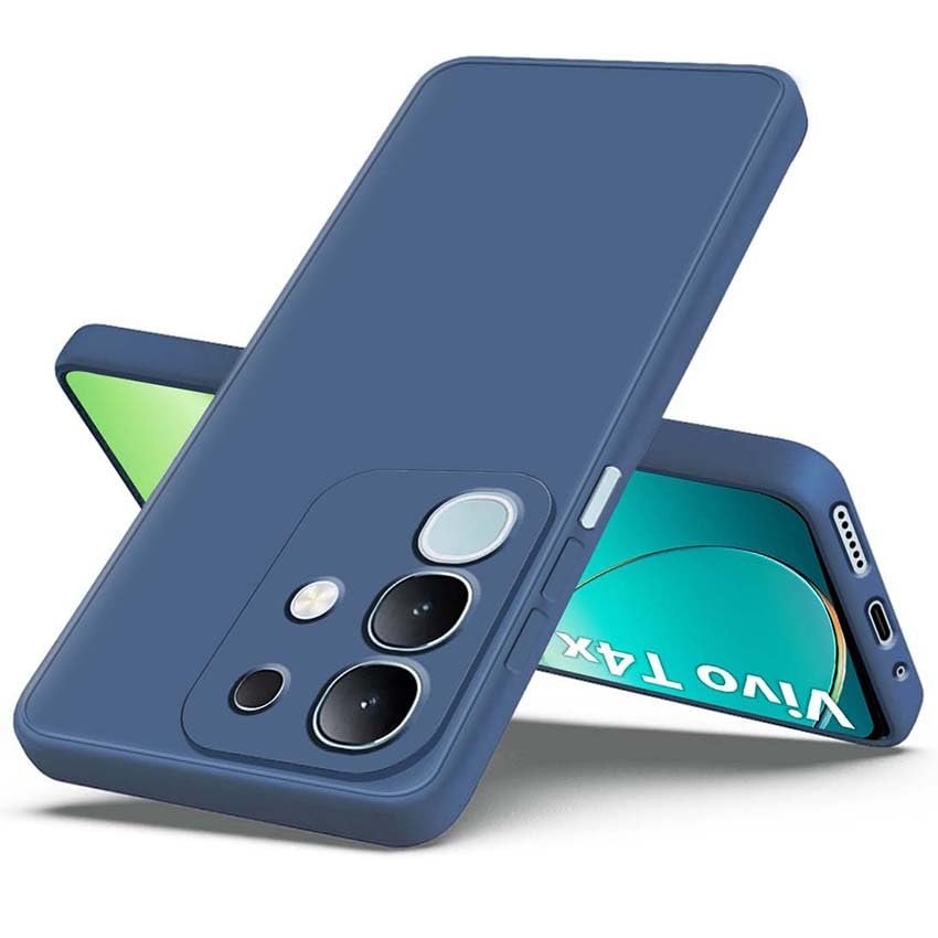 Back Cover for Vivo T4X 5G | Matte Soft Silicon Flexible | Camera Bump Protection | All Side Shock Proof Rubberised Back Case Cover for Vivo T4X 5G (Blue) - Image 3