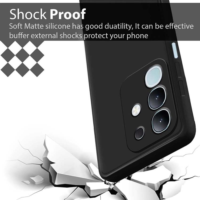 Back Cover Case for Vivo T4X 5G | Matte Soft Silicon Flexible | Camera Bump Protection | All Side Shock Proof Rubberised Back Case Cover for Vivo T4X 5G (Black) - Image 6