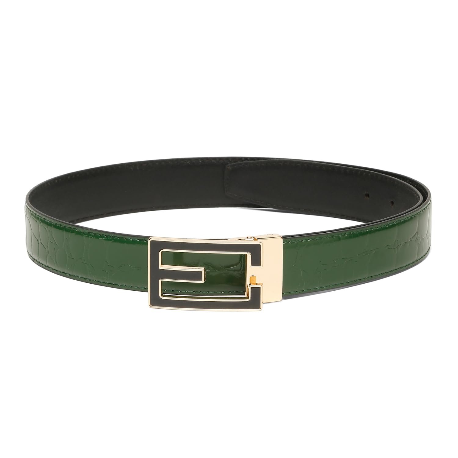 Genuine Leather Brown Belt for Men – Premium Textured Dress Belt with Gold Geometric Buckle – Adjustable Fit up to 42 Inches – Formal & Casual Wear - Image 7