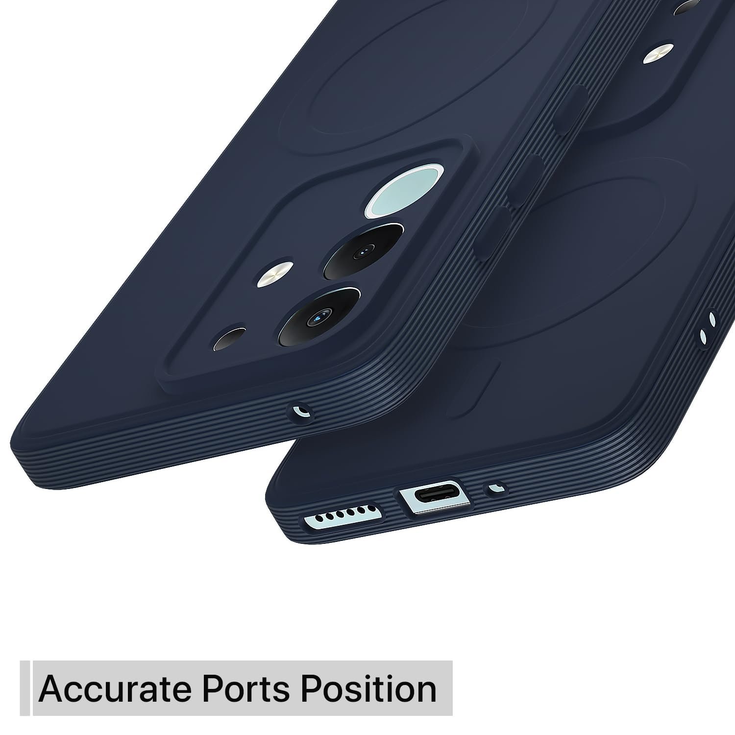 Outlouders Back Cover for Vivo T4x 5G/Y31 Pro 5G/iQOO Z10x 5G Soft Matte Silicone Cover with Slim Fit | Mag-Safe Logo (Not Mag-Safe Compatible) | Shockproof | Camera Protection Bumper Case (Blue) - Image 4