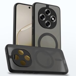 Pikkme Back Cover for Oppo F31 Pro 5G Compatible with Mag-Safe Smoke Back | Shockproof Design | Hard Transparent Back Case (Black Smoke Mag-Safe)